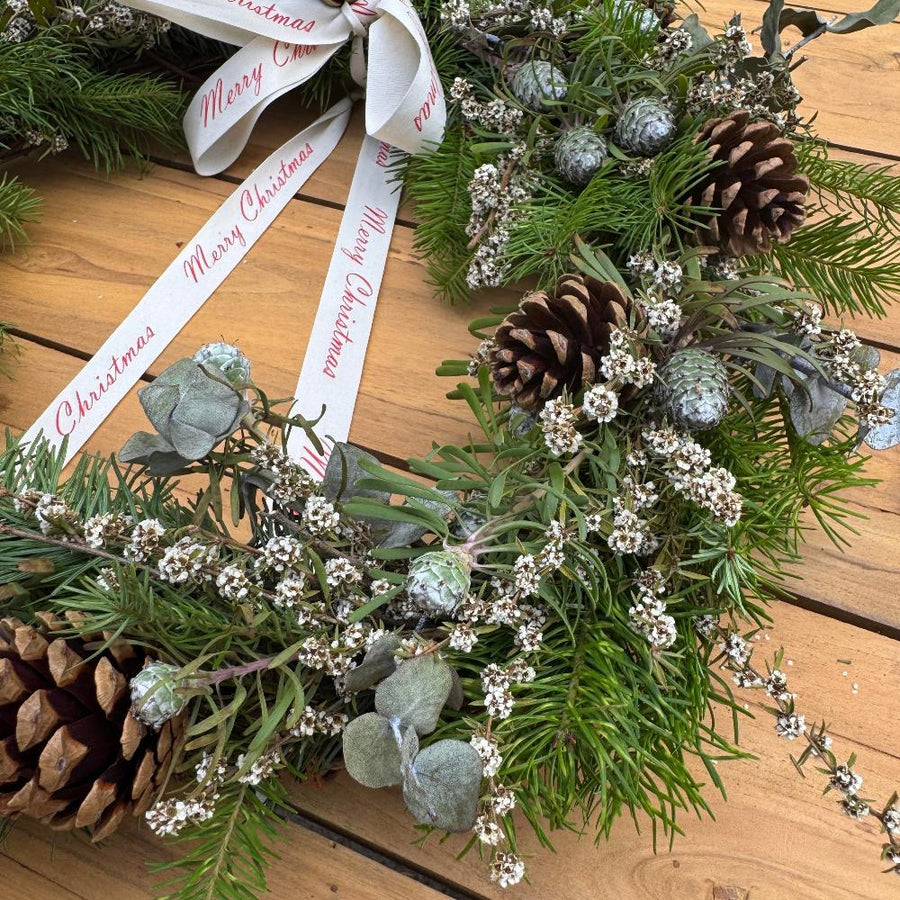 TASMANIAN GROWN AND GATHERED PINECONES IN A WREATH FARMGATE FLOWERS DIRECT 